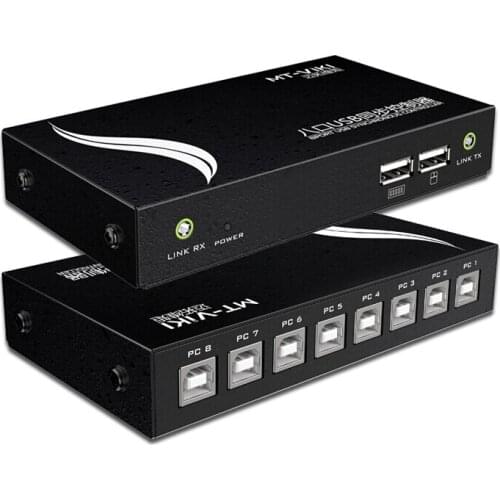 MT-VIKI 8 Port KM Synchnorizer USB 1 Set Mouse Keyboard Controls 8 PC Hosts Hotkey Mouse Crossing KVM Switch without VGA KM108-U