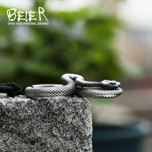 Beier Fashion Vintage Women Men Snake Stainless Steel Pendant Chain Necklace Jewelry LLBP8-494P