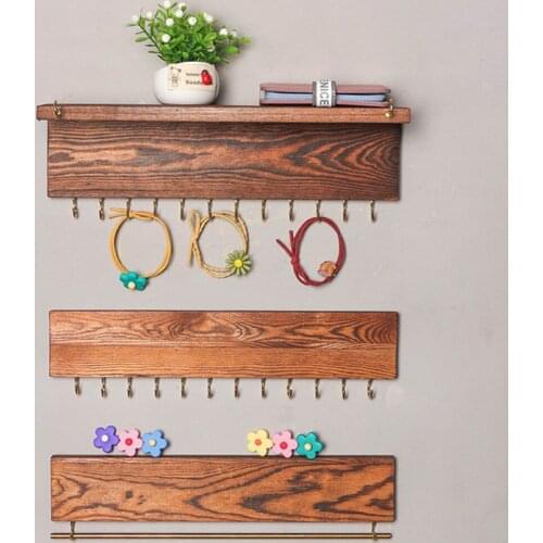 Family storage Wall Mounted Jewelry Organizer, Rustic Wood Rack for Earring, Bracelet and Necklace Holder Jewelry Hanger Rack