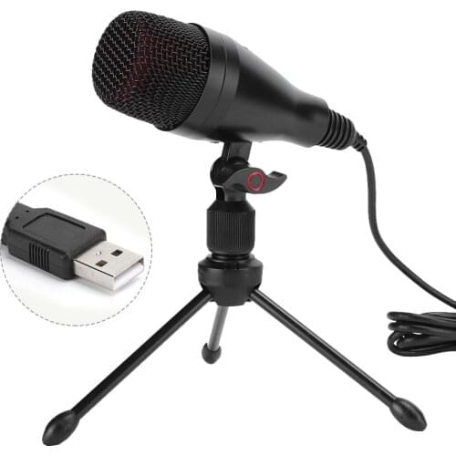 USB Desktop Microphone Mini Studio Speech 3.5mm Plug Stereo Stand Mic For PC Laptop YouTube Chatting Gaming Podcast Recording
