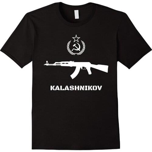 Newest 2019 Fashion 100% Cotton Short Sleeve O-Neck Soviet T-Shirt Kalashnikov Ak-47 Vintage Ussr Russian Gunt Shirt Design