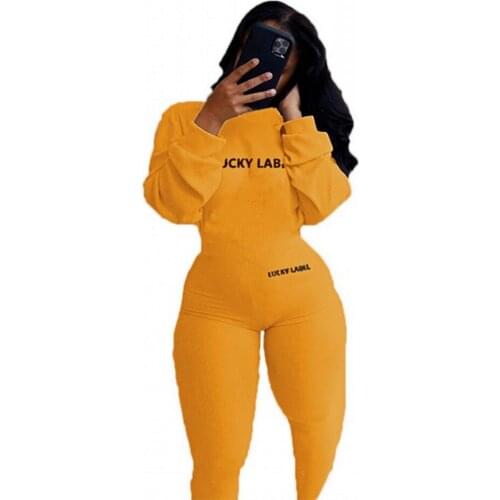 New Womens Super Soft Ribbed Embroidery Stretch Jumpsuit 2020 Winter Letter Embroidery Sexy Fashion Sports Fitness Jumpsuit