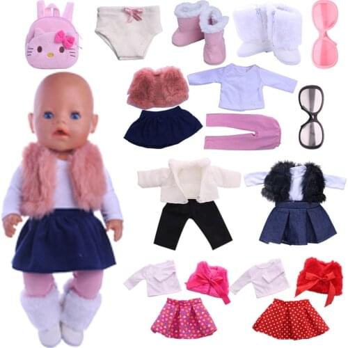 Reborn Doll Clothes Shoes, Skirt&Leggings jacket For 16-18 Inch Girl 43 cm Born Baby Clothes Items Our Generation,Toys For Girls