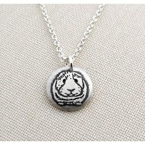 Retro guinea pig necklace animal cavy/cavia procellus pendant jewelry