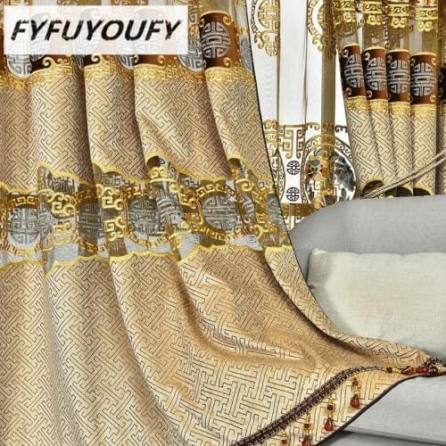 Luxury European jacquard shade curtains for Living Room Flat Windows with high-grade embroidery Voile Curtain for the Bedroom