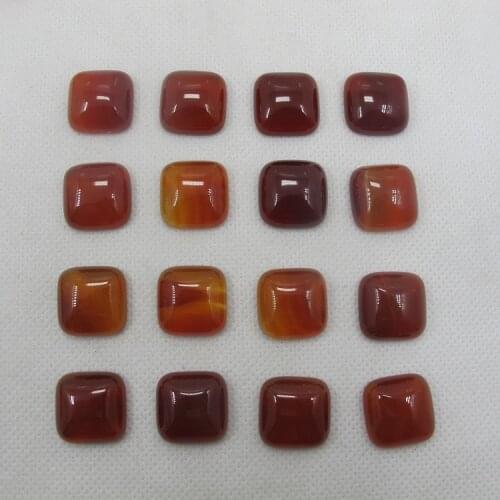 Natural Red Agates Carnelian Cabochon Bead 16mm Square Cushion Gem stone Jewelry Cabochon Ring Face 10pcs/lot