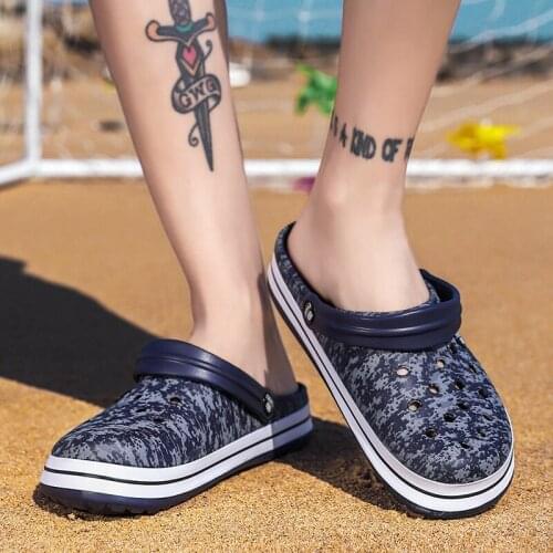 FIXSYS Summer Men Casual Shoes Home Slippers Lightweight Clogs Slippers Non-Slide Beach Sandals Outdoor Hollow Man Garden Shoes