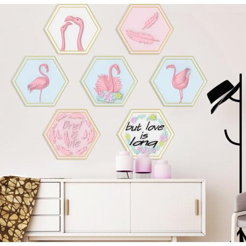 [shijuekongjian] Flamingo Animal Wall Stickers DIY Cartoon Girl Wall Decals for Kids Bedroom Living Room House Decoration