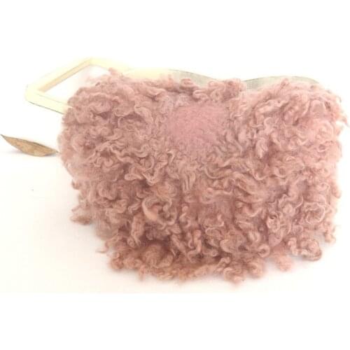 Mauve Curly Fur Felted Rug Natural Felt Wool Blanket Felted Wool Layer Posing Wool Fabric Flokati Newborn Photography Props