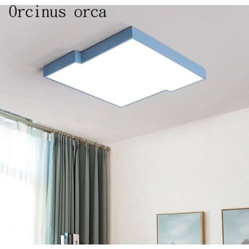 Nordic modern simple rectangular ceiling lamp living room bedroom childrens room color creation LED ceiling lamp free shipping