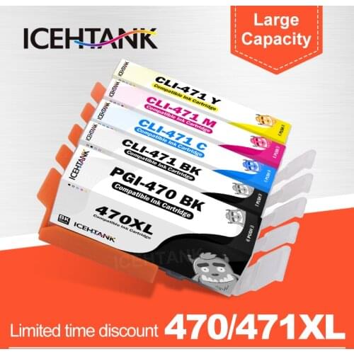 ICEHTANK Compatible Ink Cartridge PGI 470 PGI470 PGI-470 CLI-471 PGI470 for Canon PIXMA MG5740 MG6840 TS5040 TS6040 Printer Ink