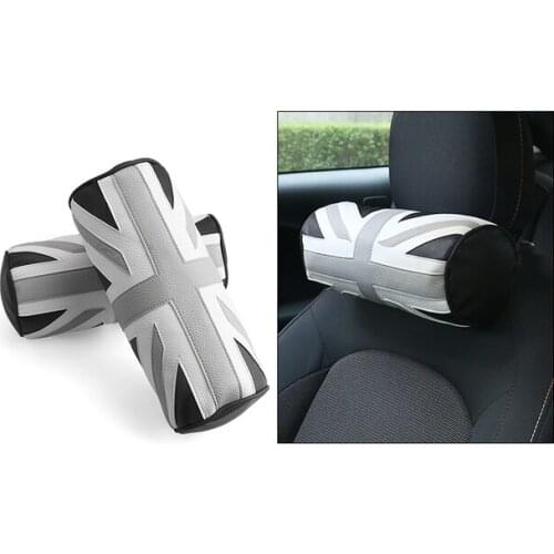1 Pcs Gray Union Jack Car Pillow Neck Headrest for MIN Cooper Universal Head Rest Cushion Pad Auto Styling Accessories