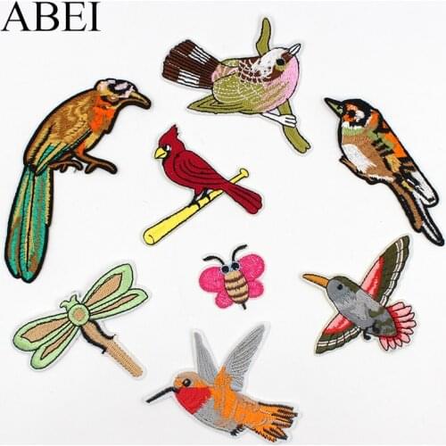 8pcs/lot Embroidered Birds Patches Iron On Insect Butterfly Clothes Appliques DIY Apparel Jeans Coats Stickers Handmade Badge