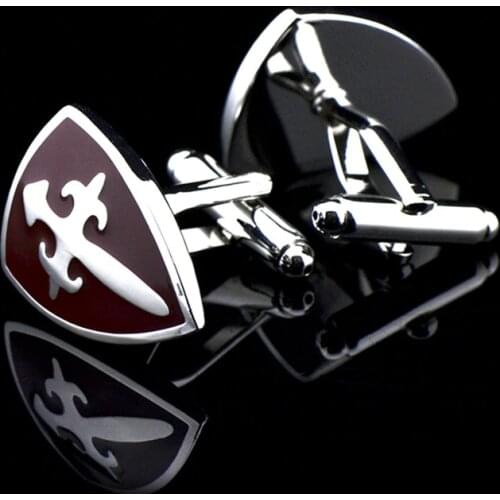 1 Pairs Cross Shield Cufflinks Mens Shirt Cuff links Silver Cuff Links Buttons Jewelry Clothing Accessories