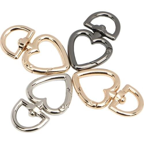 10 Pcs Zinc Alloy Heart Shape Swivel Bag Buckles Trigger Spring Keyring Buckle Clasps Hooks Keychain Ring Buckles Clips