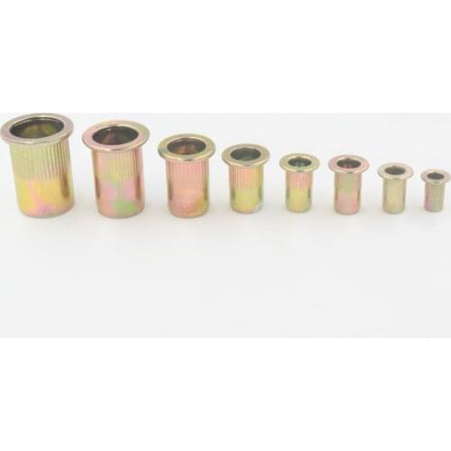 100pcs/set M3-M6 Flat Metric Threaded Rivet Nuts Carbon Steel Flange Rivnut Insert Nutsert Nuts Fastener Wholesale