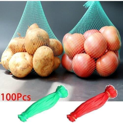 100 Pcs Plastic Nylon Mesh Net Bags For Vegetable Fruit Egg Toys Food Eco-friendly Storage Packaging Organizer Gardening Network