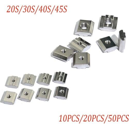 20pcs 50pcs 100pcs M3 M4 M5 M6 T Block Square nuts T-Track Sliding Hammer Nut for Fastener Aluminum Profile 2020 3030 4040 4545