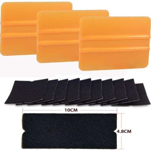 FOSHIO 3PCS Soft Plastic Vinyl Squeegee+10PCS Fabric Felt Cloth Carbon Fiber Film Cover Sticker Remover Auto Wrapping Car Tint