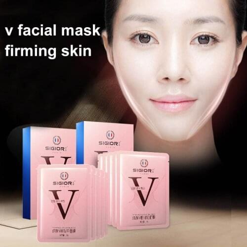 5 Pcs V-Shaped Slimming Chin Face Mask Moisturizing Face Lifting Firming Mask SANA889