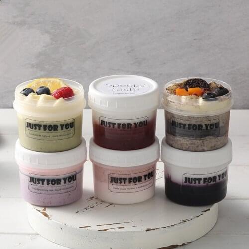 50pcs Net red ice cream box plastic jar yogurt pudding dessert packaging boxes diy party favors cake pastry cup with lid 160ml