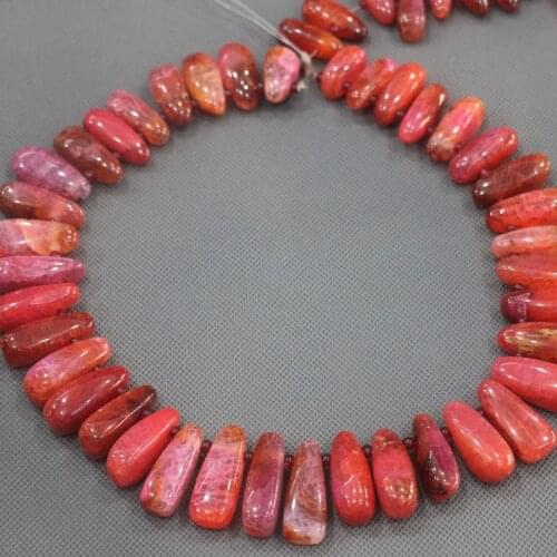 8*15mm 38pcs Red Stone Point Pendant Beaded, Natural Druzy Faceted Stone Beads Gems Connector Pendant, 15.5inch Strand