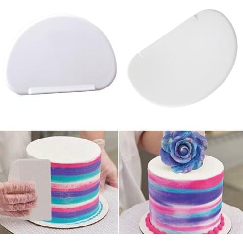 White Round Shape Plastic Dough Pizza Cutter cream smooth Pastry Slicer Blade Cake Bread Pasty Scraper Smoother Kitchen Tool