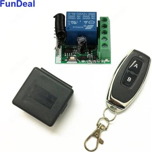 FUNDEAL 433MHz Wireless RF Remote Control DC 12V 1CH Relay Receiver Module Remote Control Switch Garage Door Electric Door