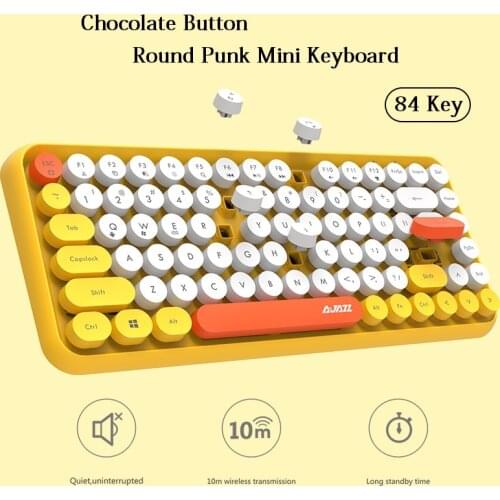 Bluetooth Keyboard for Tablets Mobile Mini Retro Round Keycaps Office Working Keyboard for Macbook iPhone iPad Tablet
