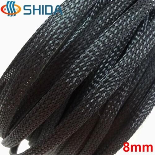 8 mm and 5 mm 500 Meter Black High Density PET Insulation Expandable Braided Sleeving Cable Harness Sheathing Expanding Sleeve