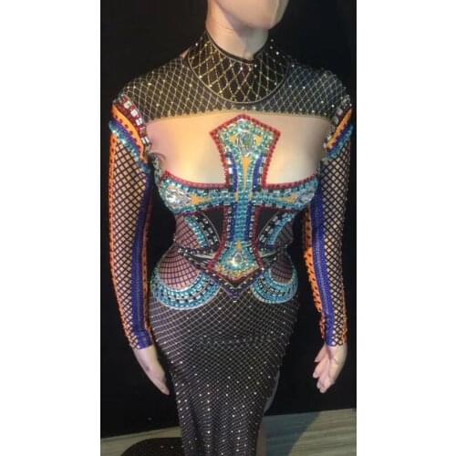 Cross long dress nightclub bar female singer DJ guest gogo costume stage show wear