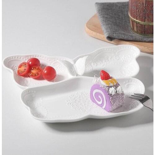10.5 inch 27*22*3.5cm ceramic butterfly section dumpling dish relief plate fruit dish breakfast tray Western plate