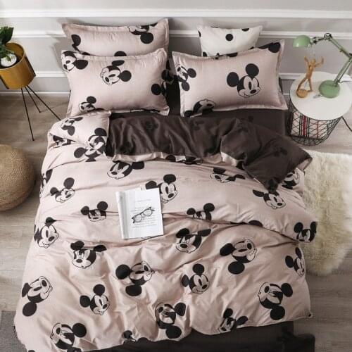 Disneys Cartoon Mickey Minnie Mouse Polyester Bedding Set Adult Twin Queen King White Black Decorative Duvet Cover Bed Sheet