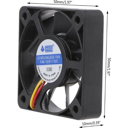 Mini 50mmx50mmx10mm DC 12V 3Pin Brushless Cooler 9-Blade Blower Cooling Fan 5010 Mar28