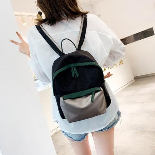 Fashion Contrast Color Mini Backpack For Women High-Quality Waterproof Nylon Compact Lightweight Travel Bag Casual Versatile