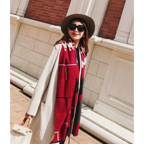 Fashion Winter Women Cashmere Warm Pashmina Foulard Lady Luxury Houndstooth Scarves Thick Soft Bufanda Shawls Wraps 2020 New