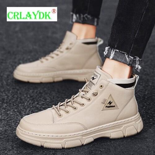 CRLAYDK Mens Suede And Microfiber Ankle Boots Winter Keep Warm Outdoor Shoes Waterproof Male High-top Work Combat Bottine