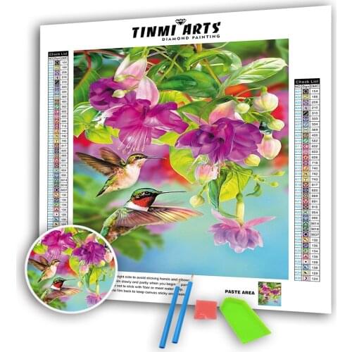 5D DIY Poured Glue Diamond Painting Kits Scalloped Edge Flowers Birds Full Round Embroidery Rhinestones Mosaic Home Wall Decor