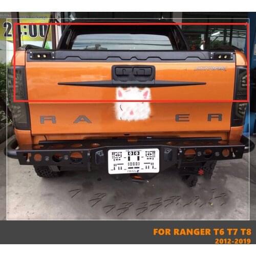 Good Quality Car Truck Rear Guard Cover Plate With LED Lights Rear Door Trim Strip For Ford Ranger T6 T7 T8 2012-2019