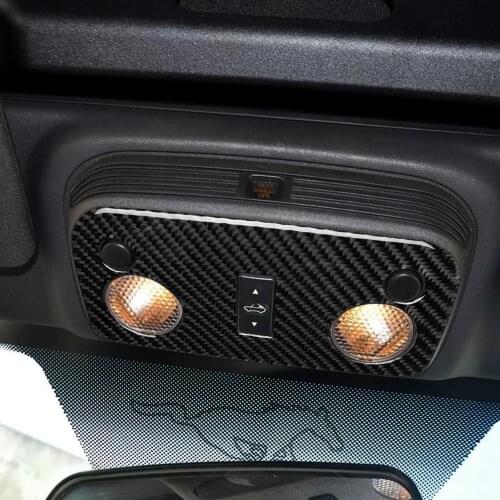 2pcs Real Carbon Fiber Stickers Interior Molding Roof Reading Light Lamp Frame for Ford Mustang 2009-2013 Models Accessories
