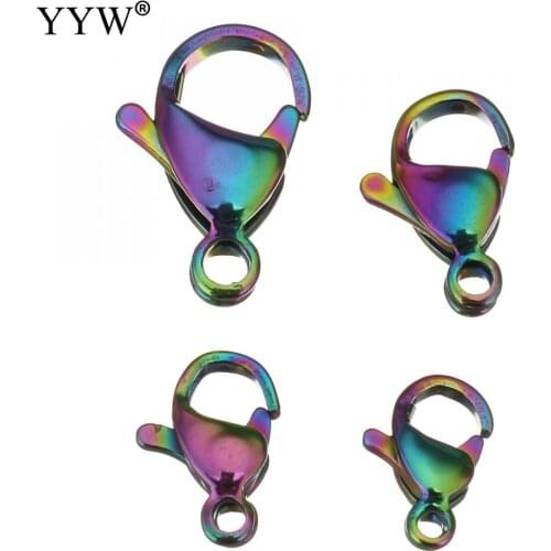 100PCs/Lot Colorful stainless Steel Lobster Claw Clasp For Bracelet Necklace Chain Diy Jewelry Making Findings