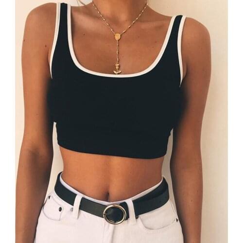 Sexy Fashion Womens Sleeveless Tank Tops Vest Halter Tank Tops Casual Female Square Collar Backless Crop Top Tee Black Vest
