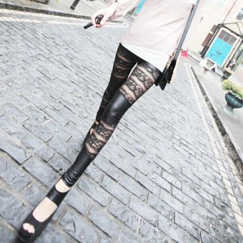 Sexy Women Leggings Fashion Gauze Patchwork Breathbale Legging Workout Comfortable Pants trousers LEG03