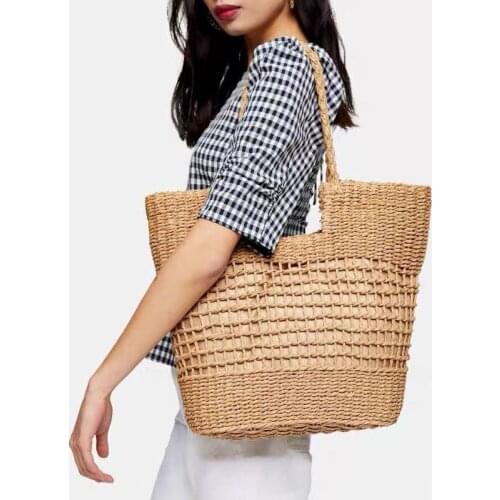 2021 new straw woven bag for women Handmade hollow woven shoulder bag female larger capacity beach bag big shopping bags