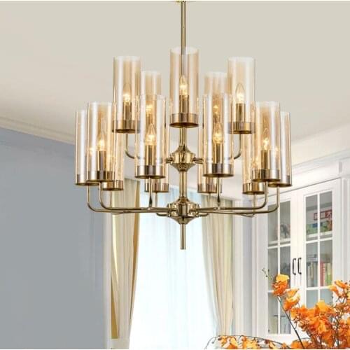Modern luxury glass chandelier lighting 6-15 heads blue/Cognac nordic hang lamp living dining room bedroom indoor light fixture