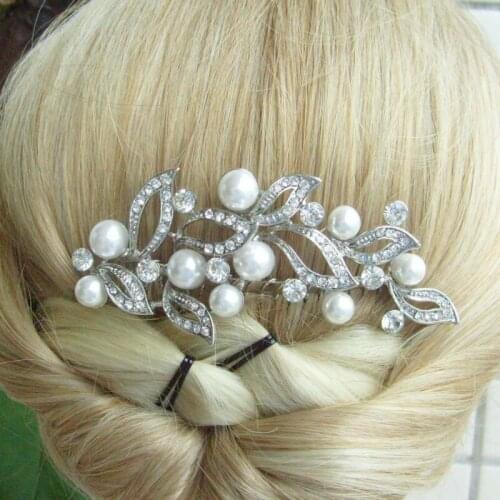 Bridal Hair accessories Silver-tone Pearl Rhinestone Crystal Wedding Hair Comb Wedding Headpiece Bridal Hair Comb HC0527D1