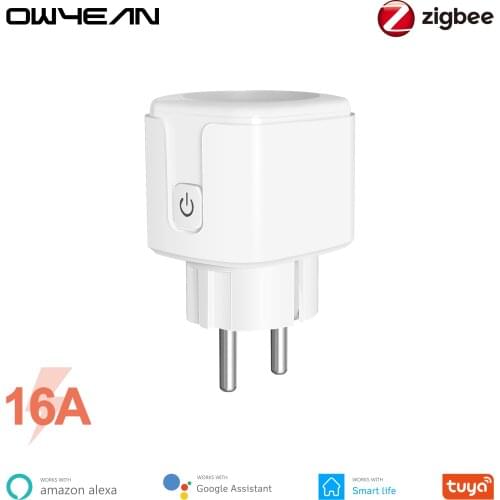 Zigbee EU Smart Plug Socket 16A Power Monitor Tuya Smart Life Alexa Echo Google Home Assistant Automation Remote Voice Timer