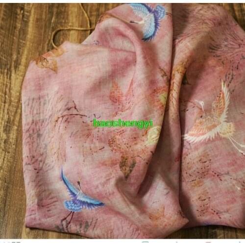 High-end printed ramie garment fabric, Chinese style garment fabric