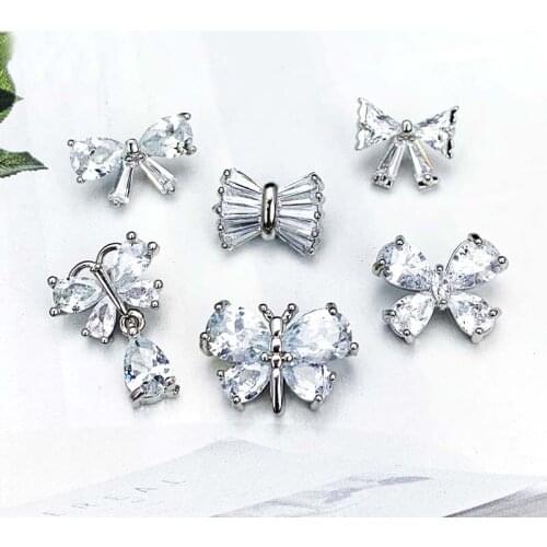 1Pcs/lot High-grade zircon buttons rhinestone bow-shaped buttons trendy bags skirt clothes decorative buttons C186