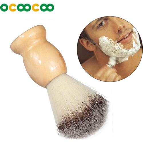 1 Pc Mens Shaving brush With Wooden Handle Pure Big Nylon Hair Soft Face Cleaning Makeup Facial Razor Brush Shave Tools